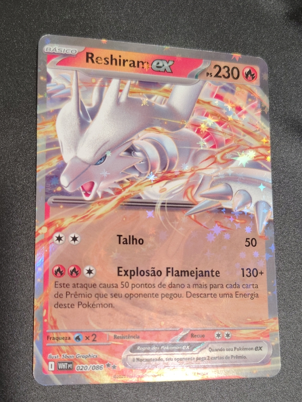 Pokemon Reshiram ex White and Red Holo Card *In Spanish*